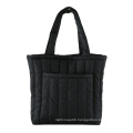 New arrival Cotton Padded Puffing Bag Black Puffed quilted Tote Bag